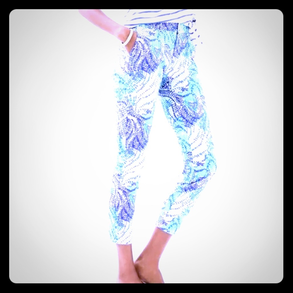 NWT Lilly Pulitzer Blue Shana Crop Pants Sz 2